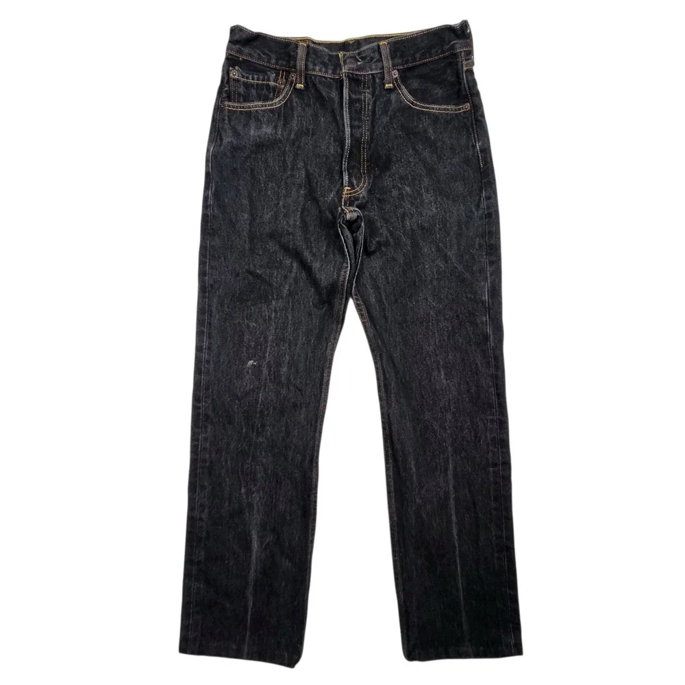 Levis 501 Original Fit Jeans Mens 30x32 Fits 28×27 Black‎ Dark Wash Straight